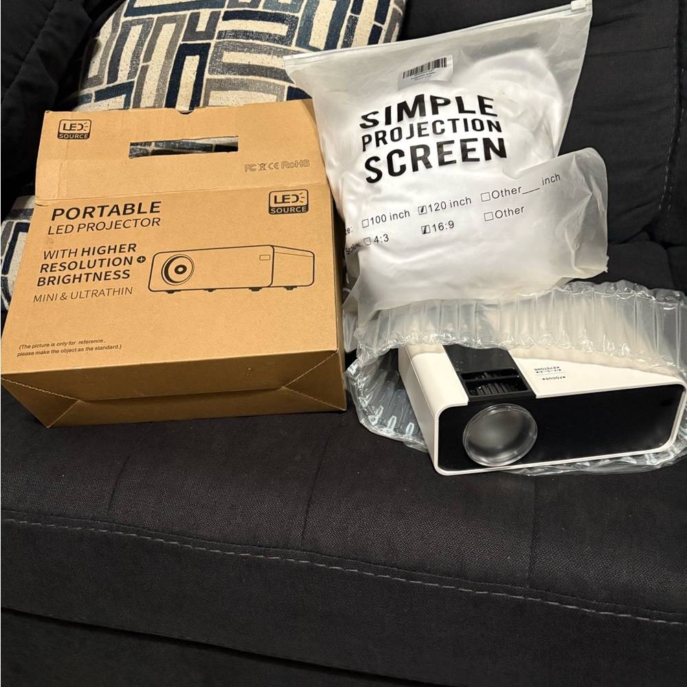 Portable LED Projector with Screen